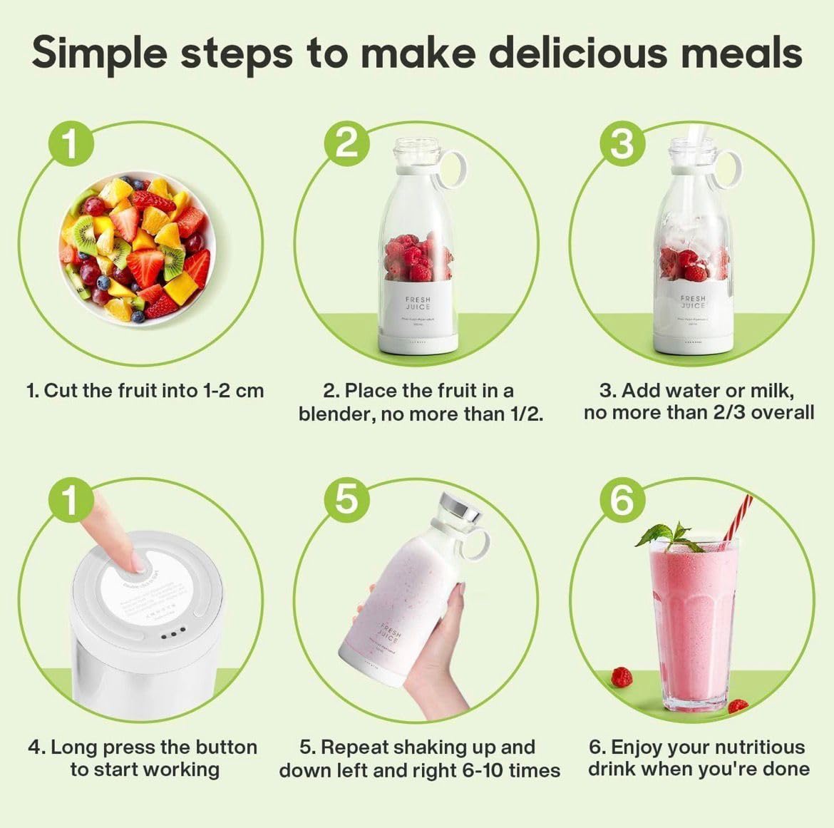 Portable Mini Juice Blender USB Rechargeable Mixer Juicer