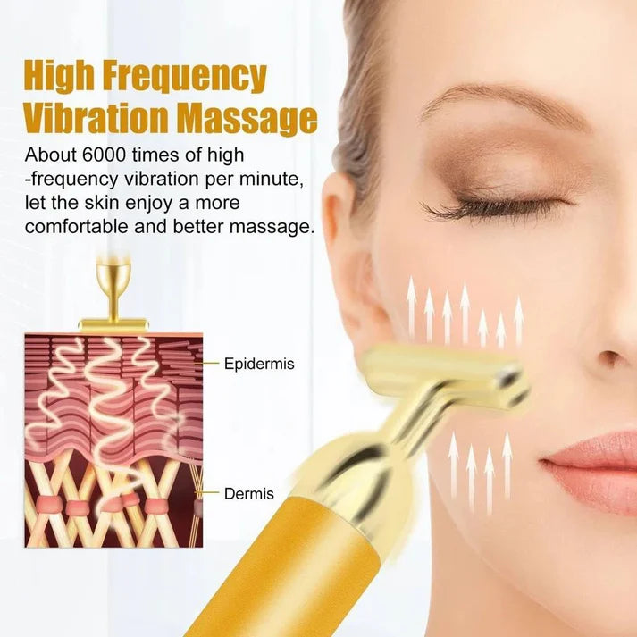 24K Gold Energy Beauty Bar Electric Facial Massage Roller