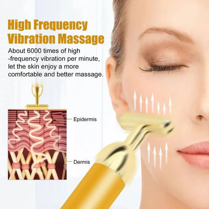 24K Gold Energy Beauty Bar Electric Facial Massage Roller